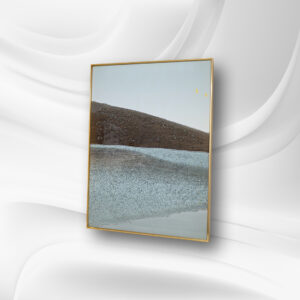 Abstract Coastal Landscape Art in Gold Frame