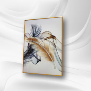 Elegant Abstract Feather Wall Art in Gold Frame