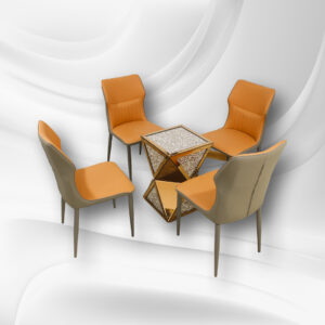 Modern Geometric Bistro Set with Four Chairs