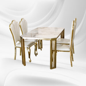 Opulent Marble and Gold Dining Set